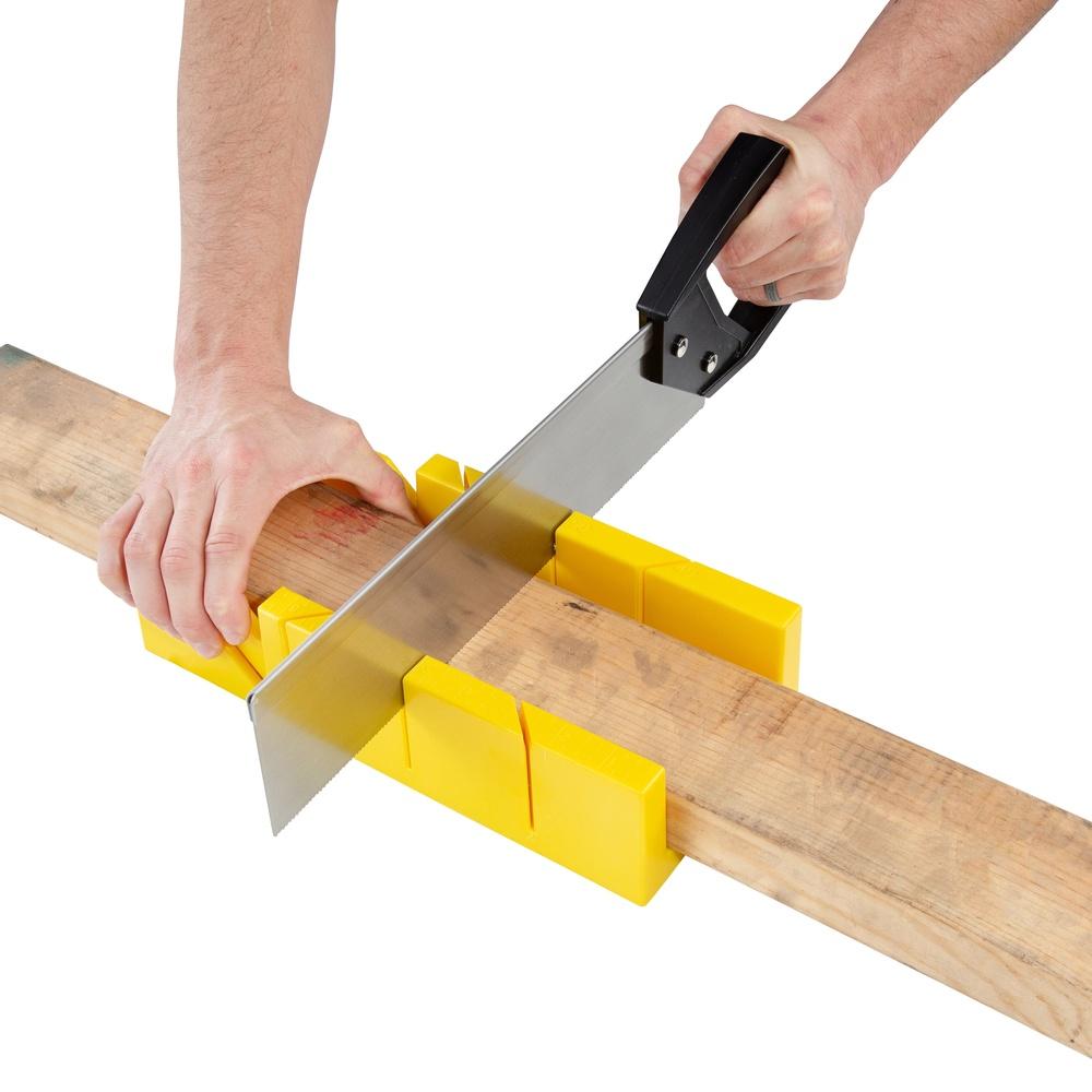 12 Inch Miter Box Saw Set 14 Inch Back Saw High Impact Plastic Handle Accurate Cutting Bevel Guide 45 90 Degree Angles Trim