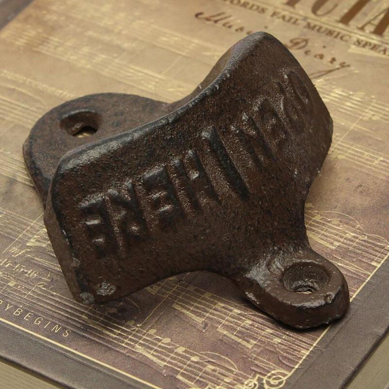 Vintage Antique Home Kitchen Wall Mounted Bar Beer Glass Bottle Cap Opener Gift (Color: Copper)