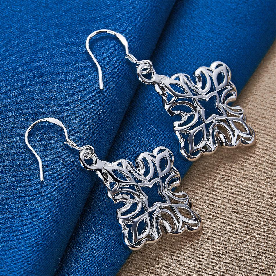 925 Sterling Silver Exquisite Hollow Snowflake Earrings for Women Fashion Charming Wedding Jewelry Accessories