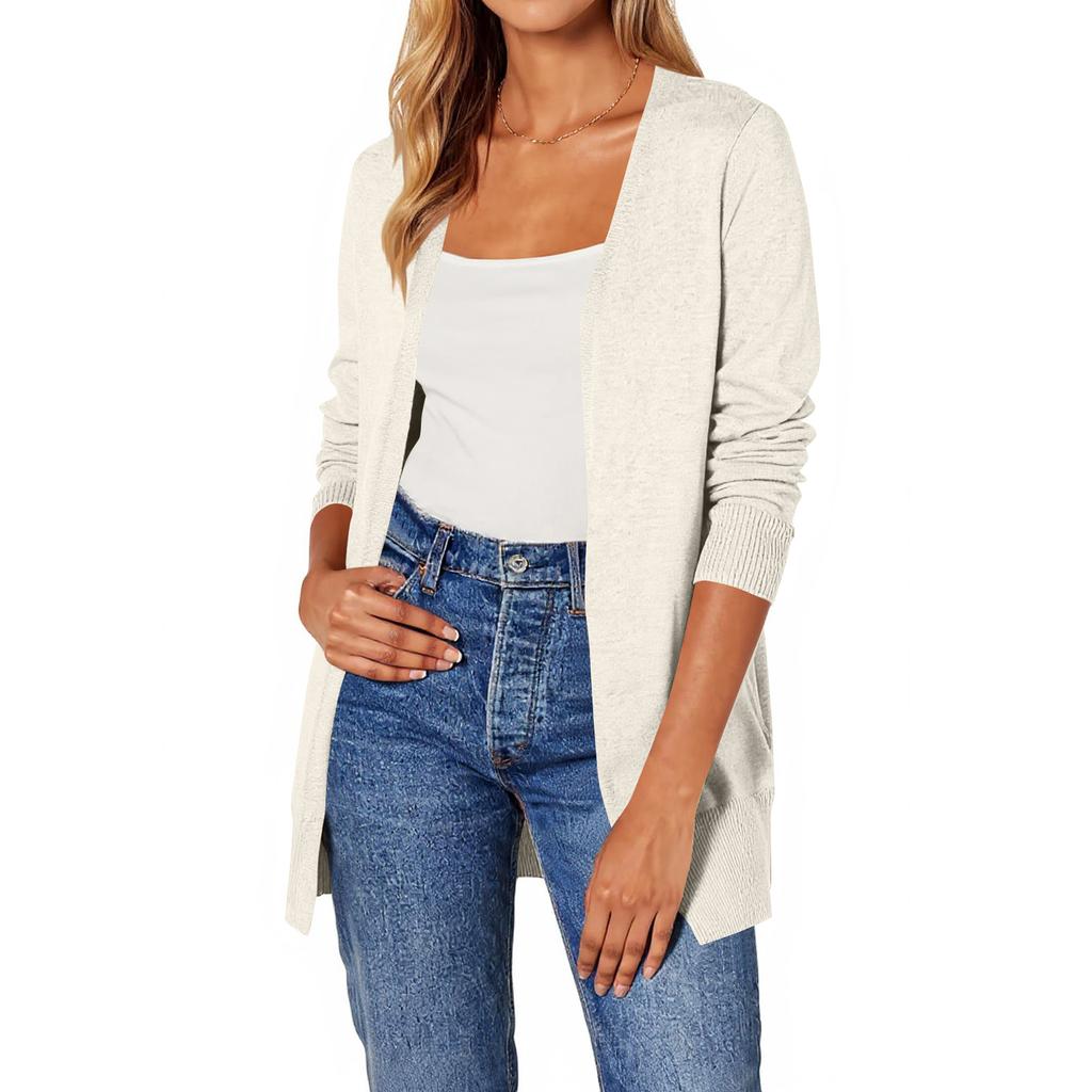 Women‘s Round Neck Long Sleeve Lace-Up Fitted Cardigan Coat