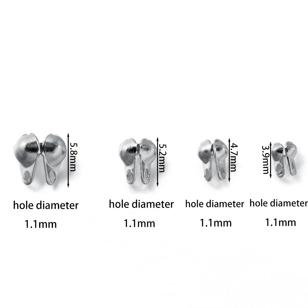 50Pcs 3-6mm Stainless Steel Crimp End Bead Tips Knot Covers Clamshell Fold-Over Bead For DIY Bracelets Necklaces Making