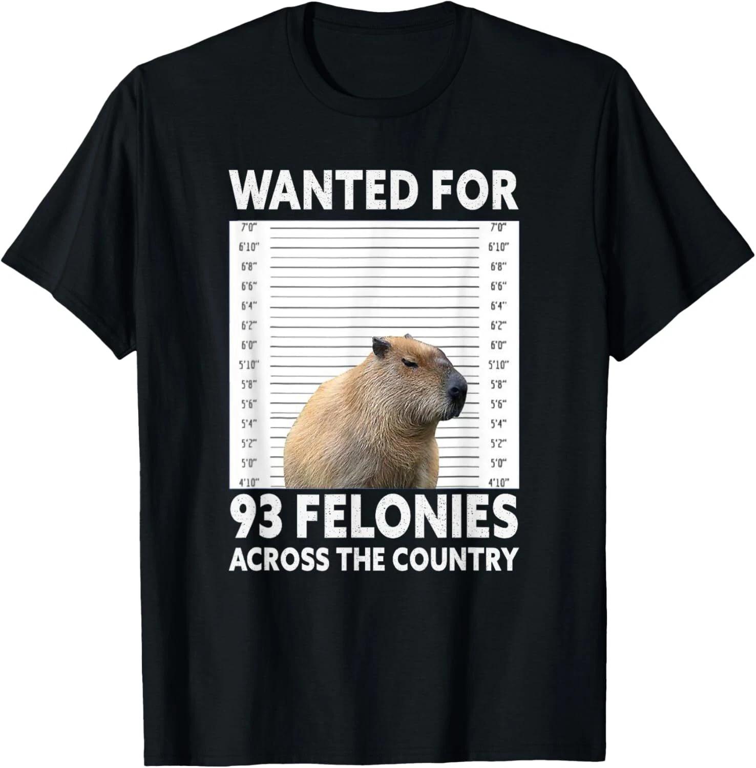 

Capybara Mugshot Wanted For 93 Felonies Across The Country Gift Unisex T-Shirt XL