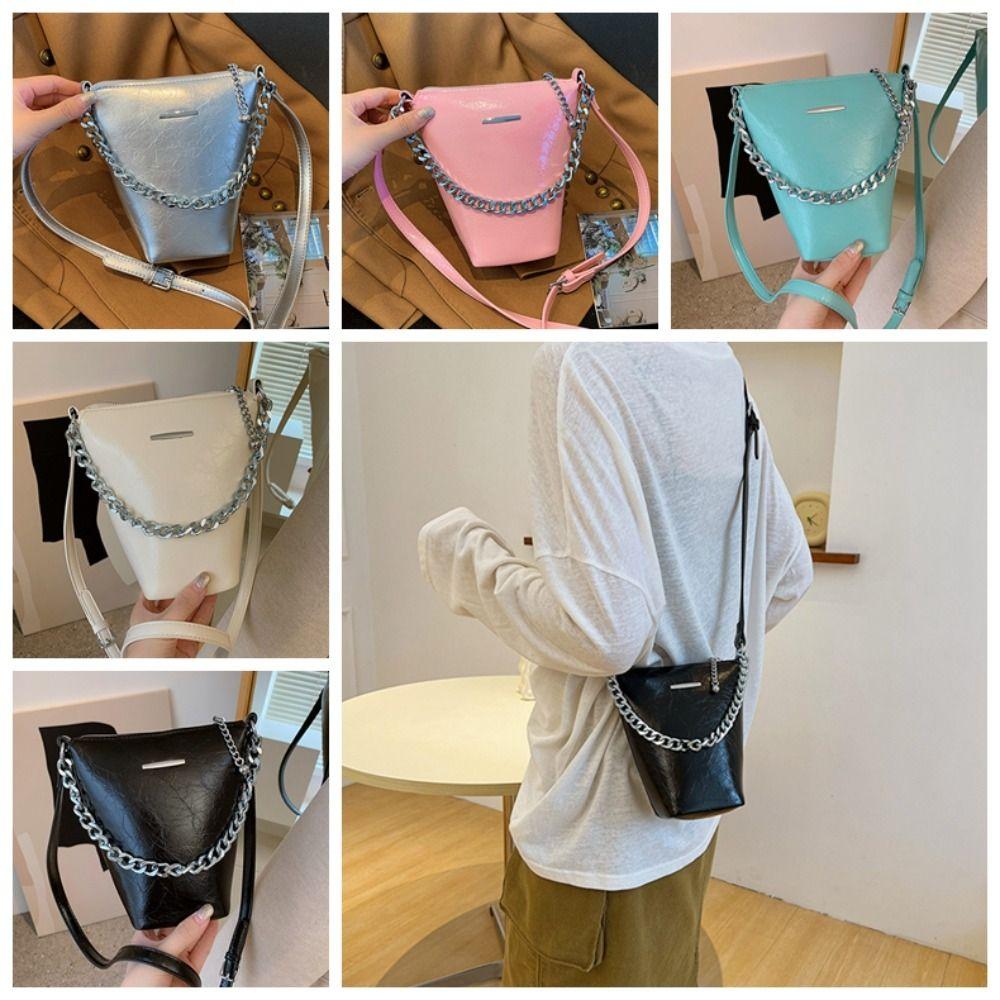

Korean Style Dumpling Small Handbag Metal Chain Solid Color Phone Bag Office Worker