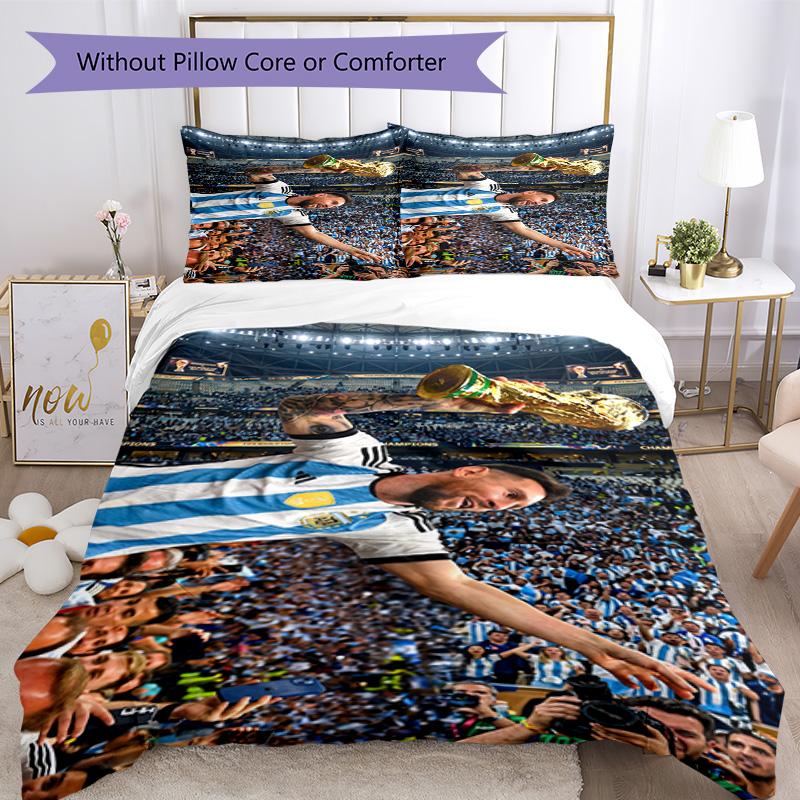 Messi Bedding Set Breathable Duvet Cover with Pillowcases Decorative Bed Linen for Bedroom Home Decoration Birthday Gift
