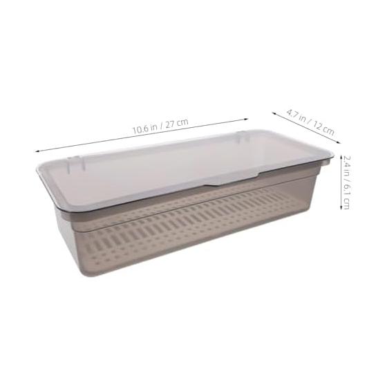 FRCOLOR Chopstick Storage Box Cutlery Case with Lid, Draining, Drawer Organizer, Transparent, Dustproof