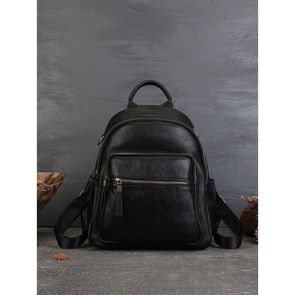 New Top Layer Cowhide Backpack with A High-end Feel, European and American Retro Style Large Bag, Soft Leather Real Leather Backpack