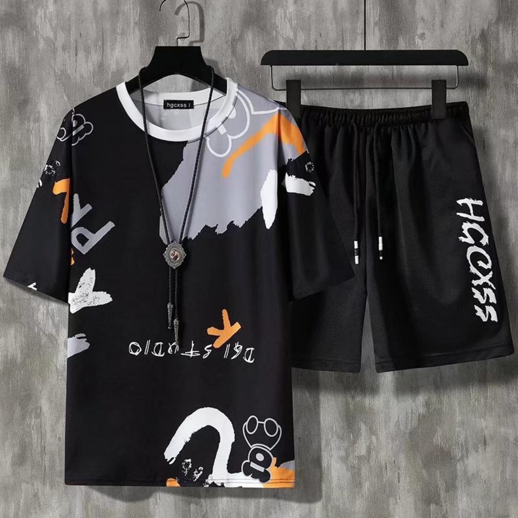 Summer Boys' 3D Printed Short Sleeved Shorts Set