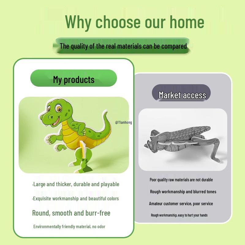 3D Dinosaur & Insect Paper Craft Puzzle Toy for Kids
