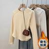 European autumn and winter polished thickened bottoming shirt women's long-sleeved inner shoulder T-shirt women's slim design thin velvet top