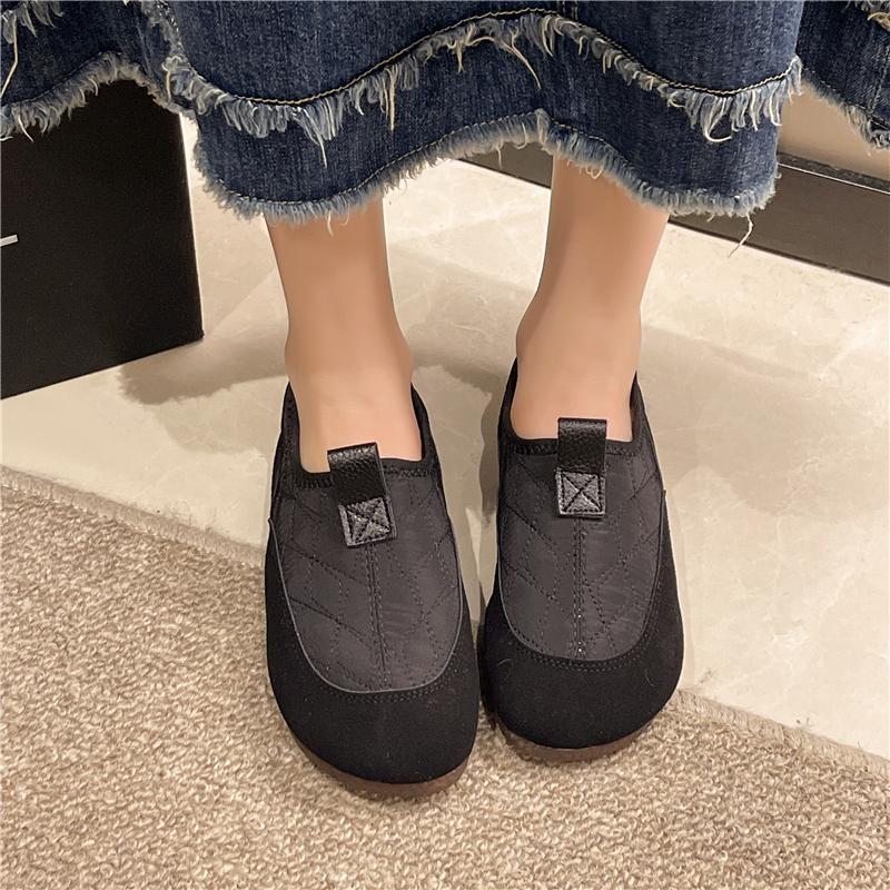 Fashion Women's Fashion Flat Shoes Winter New Round Head Deep Stitching Soft Sole Anti-slip Wear-resistant Cotton Shoes