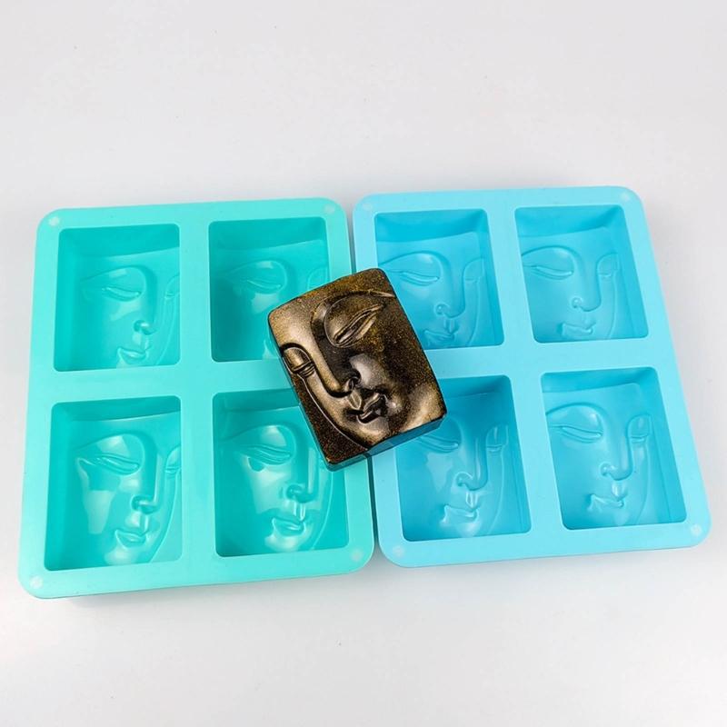 4 Holes Buddhas Portrait Silicone Mould Human Face Candle Molds Soap Molds Resin Casting Molds DIY Cake Making Supplies