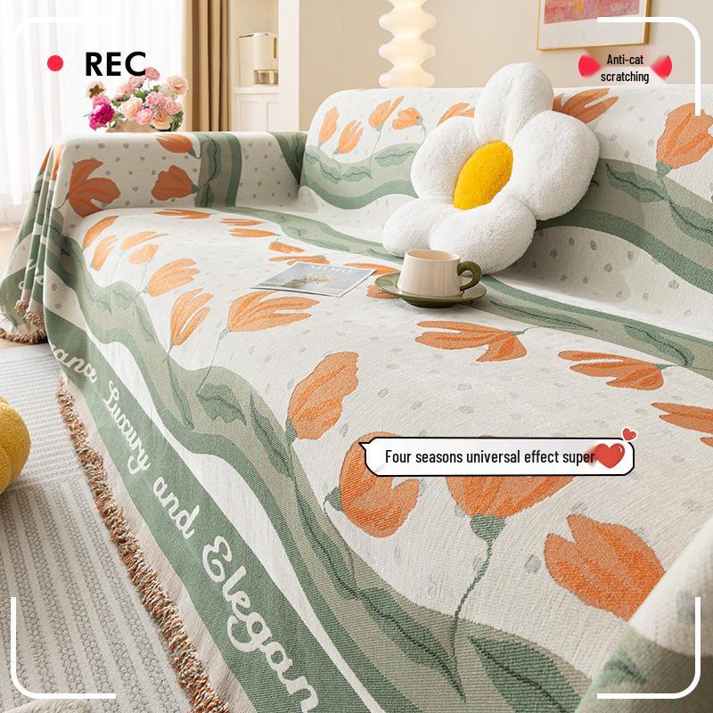 

Yu Met Chenille Sofa Towel - Universal Four Seasons Anti-Scratch Protective Cover (2025 New Style) 180*130cm помаранчевий