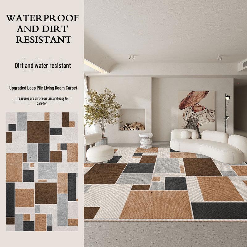 Luxury British Retro Non-Slip Living Room Carpet with High-End Loop Pile
