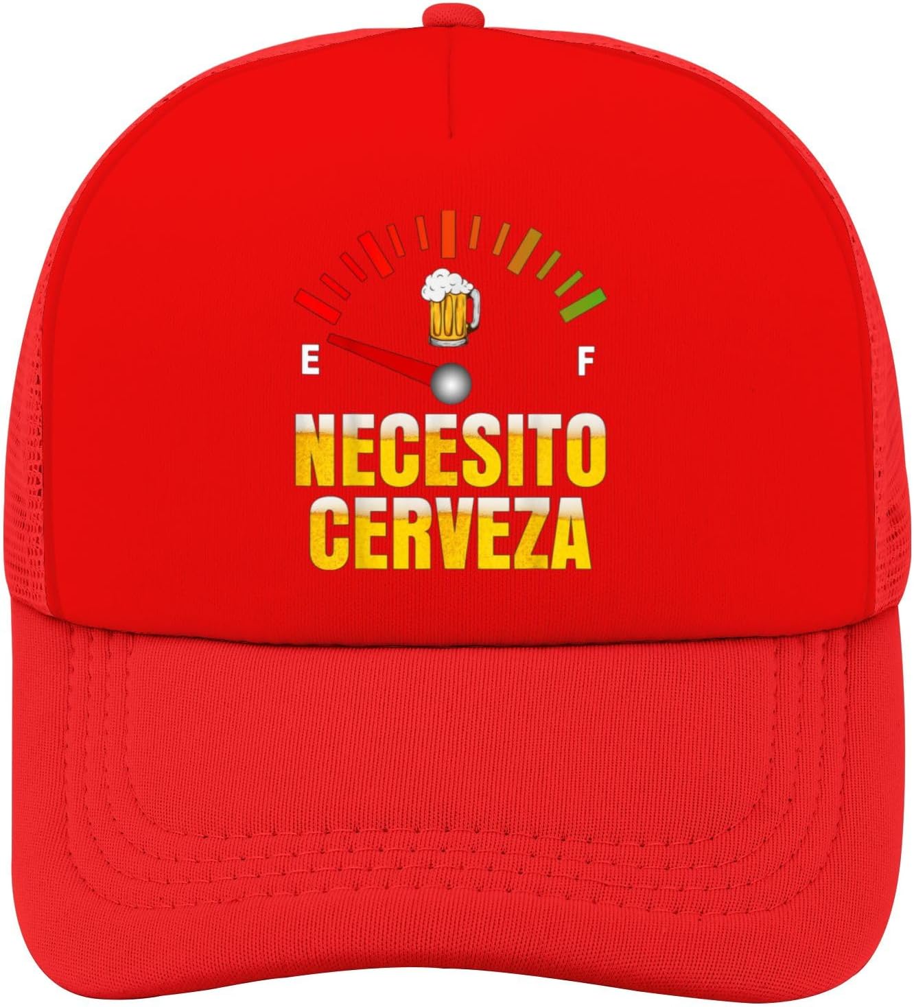 Necesito Cerveza Fuel Gauge Trucker Hat Polyester Mesh Adjustable Baseball Cap Outdoor Unisex One Size