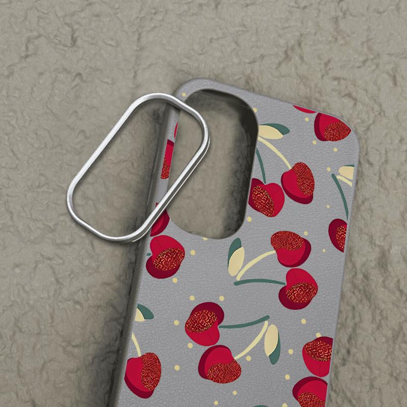 Cherry Pattern Soft Tpu Case for Samsung S25 S24 Fe S23 Ultra S22 S21 A16 A15 A55 A56 A35 A36 A25 Shockproof Slim Leather Texture Case Cover