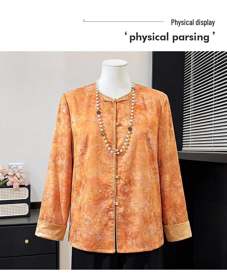 Elegant Chinese Style Spring Jacket for Middle-Aged and Elderly Women – Dignified and Fashionable Cardigan Top