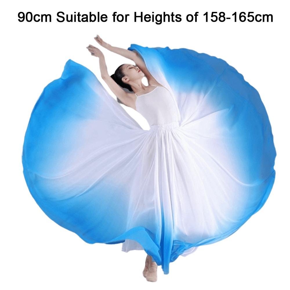 Gradient Color Dance Training Skirt Flowing Chiffon 720 Degree Classical Dance Skirt Big Swing Long Maxi Ballet Skirt