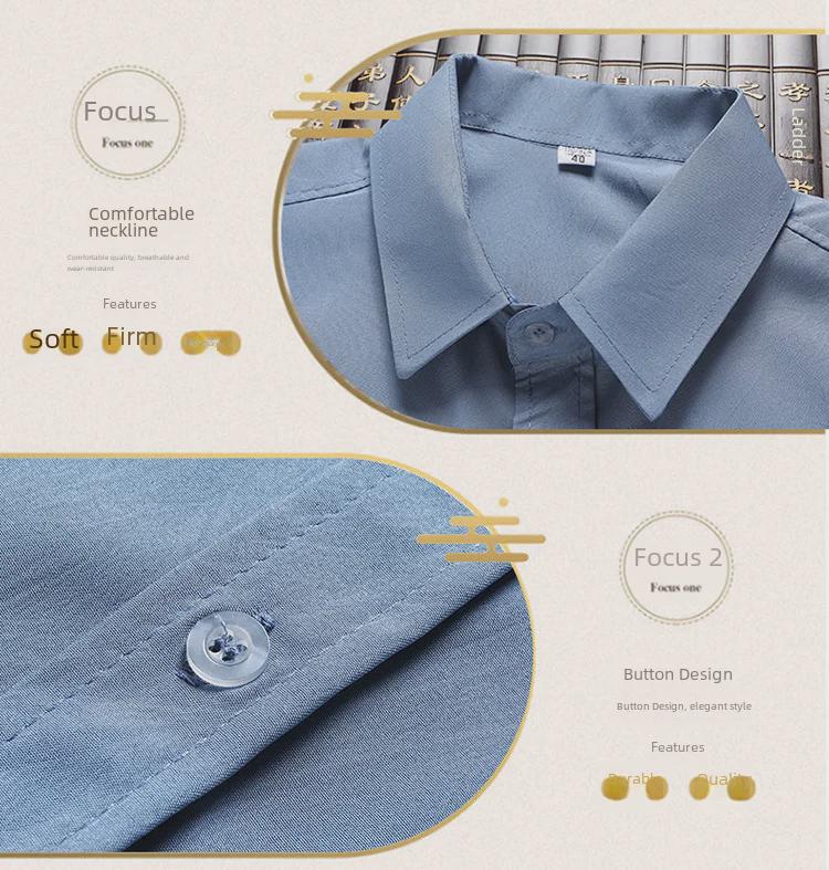 Men's Ice Silk Short-Sleeve Loose Lapel Shirt for Middle-Aged & Elderly