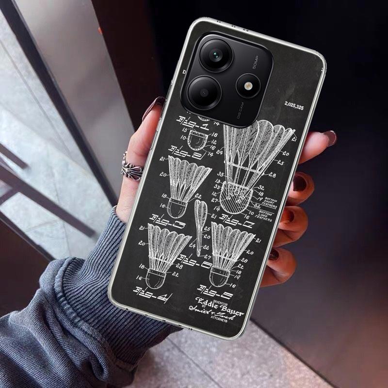 Badminton Sport Phone Case For Xiaomi Redmi Note 15 14 14S 13 12S 12 Pro Plus 11S 11 10S 10 4G Cover 11E 11T 5G Print Fundas Red