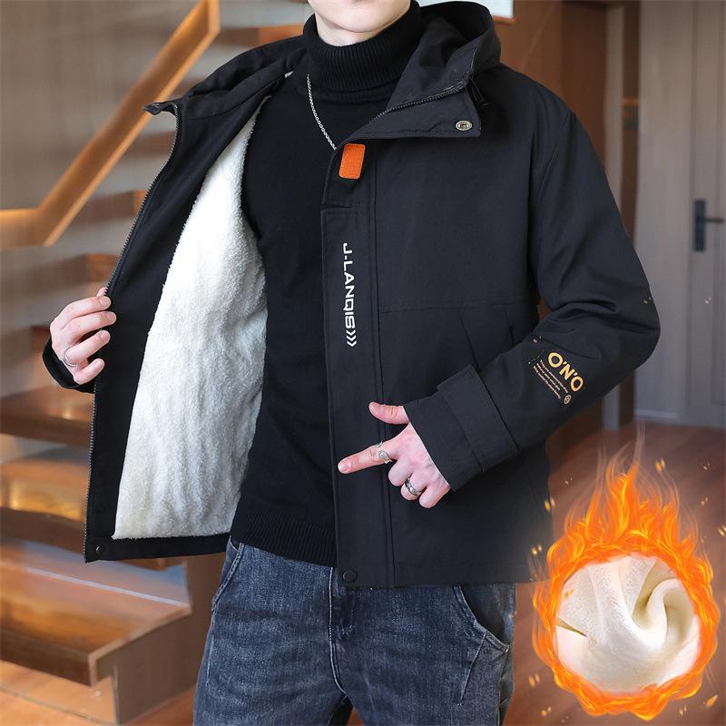 Men's Work Jacket Spring and Autumn Loose New Trend Hooded Jacket Men's Youth Casual Handsome Clothes
