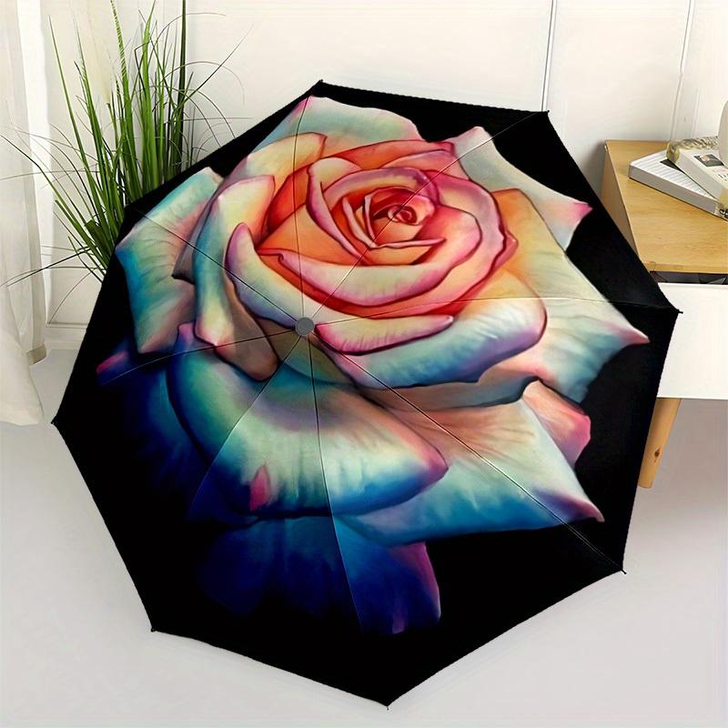 1pc Multicolored Rose Automatic Umbrella 8-Bone Design Compact Gear for Outdoor Travel, Perfect Holiday Gift yy250827034