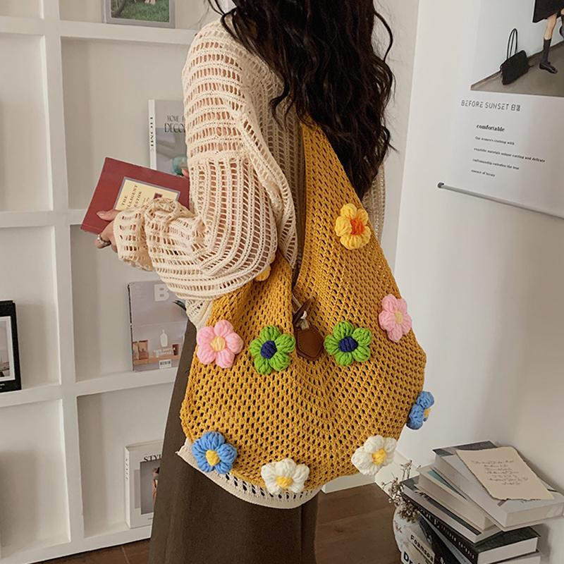 Nuova Borsa a Spalla Floreale alla Moda per Donna Stile Campagnolo Casual da Donna Grande Capacità Borsa da Viaggio Shopper