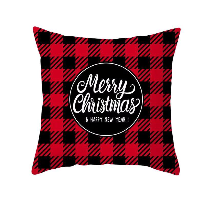 Classic Red Plaid Christmas Pillowcase Festive Home Decoration Gift Pillow Cushion Cover