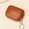 Faux Leather Coin Purse Rounded Coin Pouch Zippered Change Purse with Key Ring