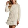 Women's Solid Round Neck  Dough Twists Knitting Chiffon Splicing Sweet Temperament Dress