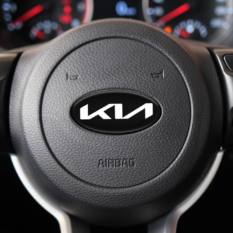 RXEC6 Car Interior Stickers Decoration Accessories For Kia rio ceed sportage cerato soul Car Steering Wheel Center Sticker