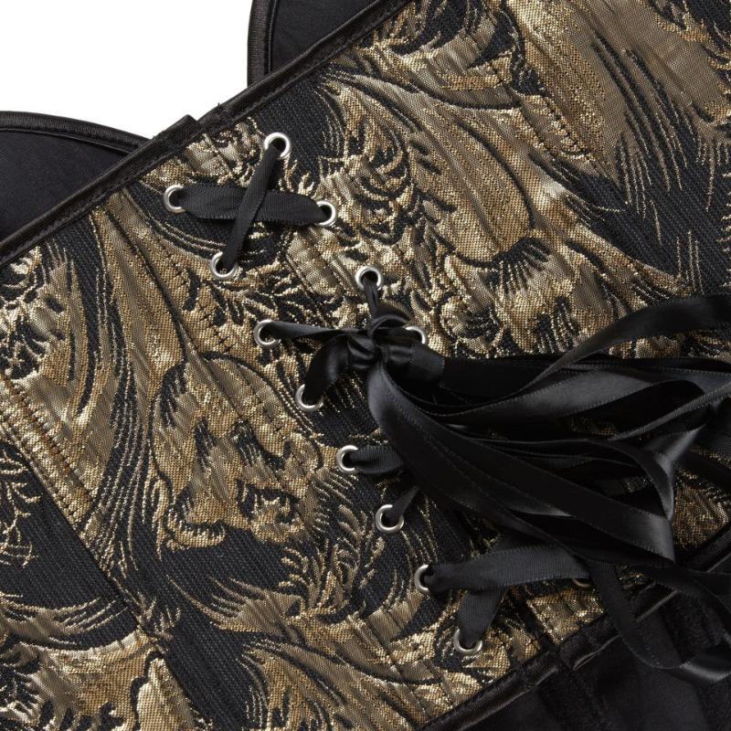 Vintage Jacquard Strapless Corset Top Heart Shaped Waist Cincher