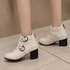 Women's High-heeled Short Boots Autumn and Winter New Thick-heeled Large-size Casual Short Boots