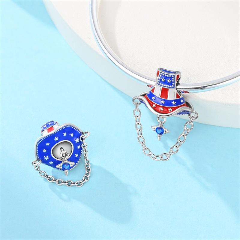 Copper Blue Lucky Horse Hoof Cowboy Hat Rugby Skull Charms Beads Pendant For Original Bracelet Woman Girl Jewelry