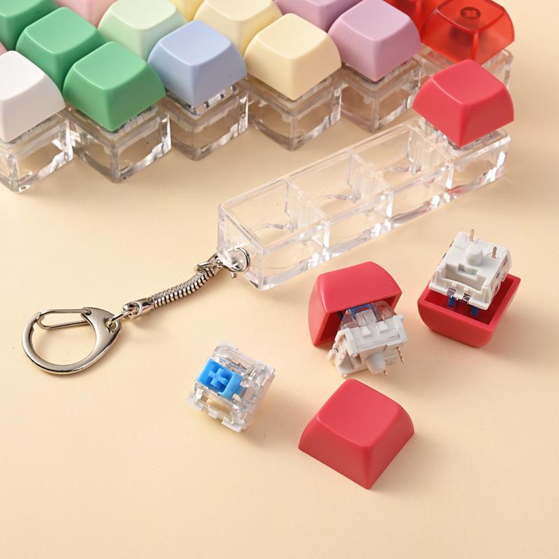 4 Tasten Tastenkappe zur Stressbewältigung für Erwachsene Fidget Spielzeug Schlüsselanhänger 4 Tasten Tastatur Fidget Gadgets Spielzeug DIY Tastatur Schlüsselanhänger Spielzeug