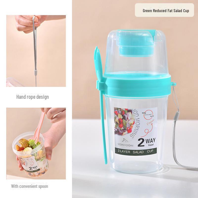 

Переносная банка Mason Jar для завтрака, салата, йогурта, фруктов, овощей, вилки и крышки 860ml зелёный