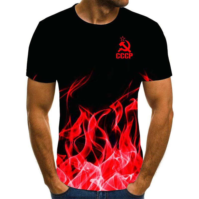 2026 Men's T-shirt Short Sleeve Solid Men's Loose T-shirt Men's Top Brand New CCCP Brand Men's 3D T-shirt Short Sleeve
