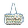 Blue Large Knitted Fabric Crossbody Bag With Certificate Pocket For Casual Outings