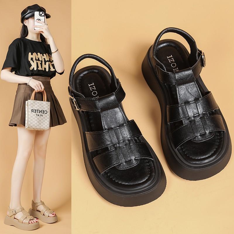 Fashion Girls Roman Sandals Open Toe Braided Solid Color High-top Simple Rivets New Summer Hollow Flat Casual Shoes Kids Fashion Casual