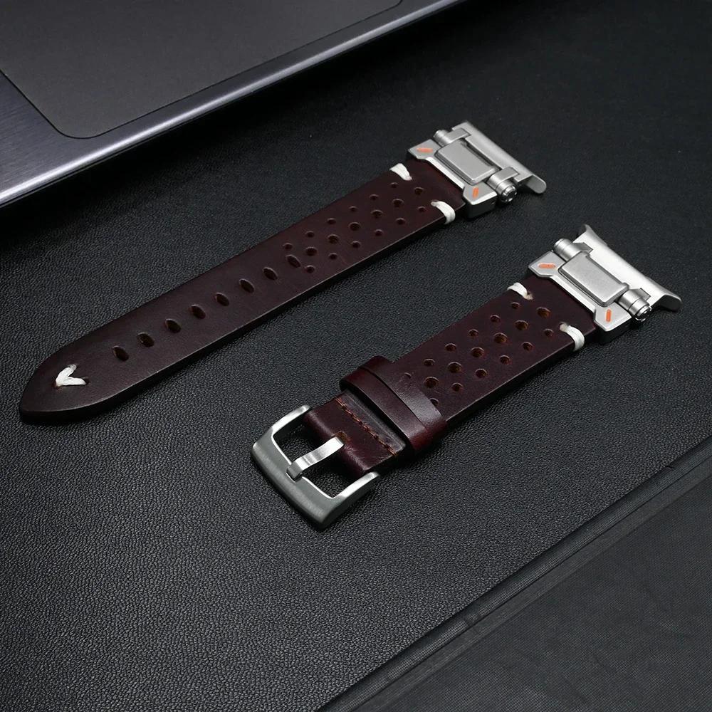 Metal Stainless Steel+Leather Bracelet for Samsung Galaxy Watch Ultra 47mm No Gap Mecha Band for SAMSUNG GALAXY ULTRA Soft Strap Galaxy Watch Ultra