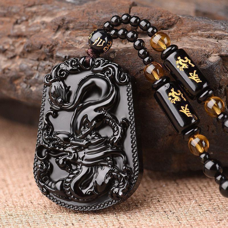 Carved Chinese Twelve Zodiac Lucky Blessing Pendant Imitation Black Obsidian for Party Favor Souvenir