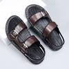 Fashion Dual-Purpose New Slippers for Men Summer PU Leather Sandals Fashion Casual Beach Shoes Street Cool Half Drag Wading Aqua Shoes