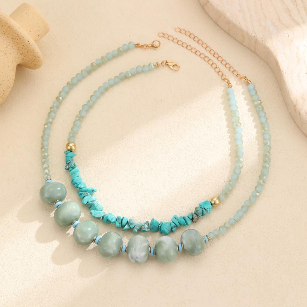 European and American irregular gravel necklace, double-layer stacking, high-end sense, exquisite and exaggerated design, collarbone chain, neck chain