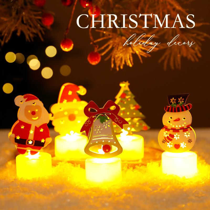 Christmas LED Candle Light with Santa and Snowman Figurines