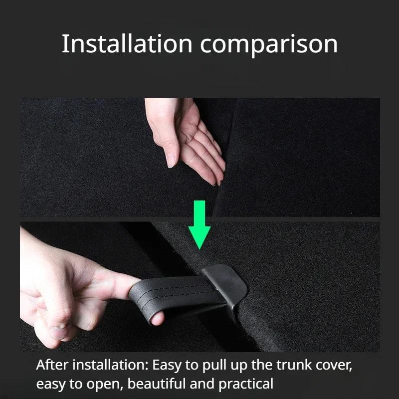 Copertura Interna Vano Bagagli Posteriore per Tesla Model Y Maniglia Piastra del Bagagliaio Corde di Tiraggio Cinghie Organizzatore per Tenere in Ordine Accessori di Ricambio con Coulisse