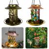 Solar Energy Bird Feeder Waterproof Solar Light Wild Hanging Bronze Metal Tray Solar Lantern for Outdoors Garden Tree Decoration