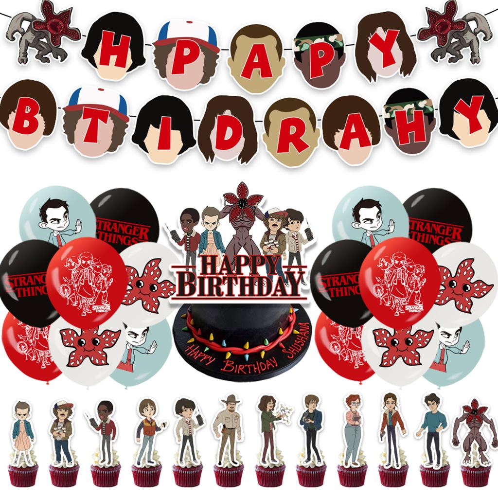 Themed Party Tableware Decoration,Birthday Theme Party Decoration Banner Pull Flag Cake Flag - Set