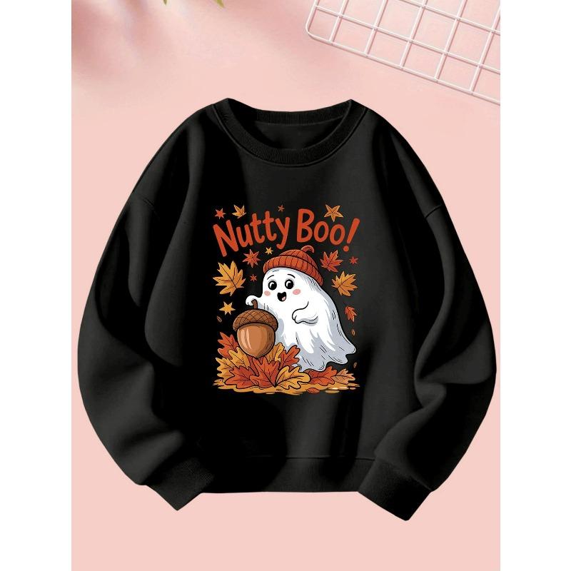 Halloween Cute Girl Creative Print Sweatshirt - Comfortable Long Sleeve Crewneck for Autumn and Winter