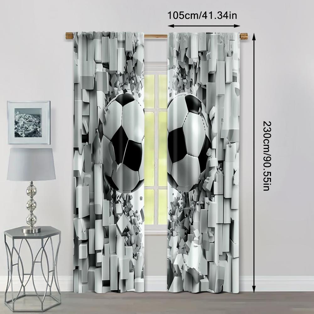 2pcs   Print Curtains 2D print Football Printed Versatile Durable Polyester (without rod) Art Deco Festive Perfect for Room
