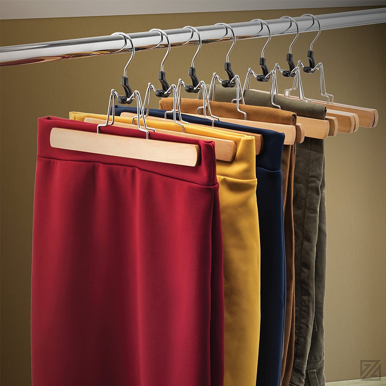 AMKUFO 20 Grucce In Legno Per Pantaloni, Robuste Grucce Per Pantaloni Con Clip Regolabili 14 Pollici Grucce Per Gonne In Legno Naturale Grucce~p113367355