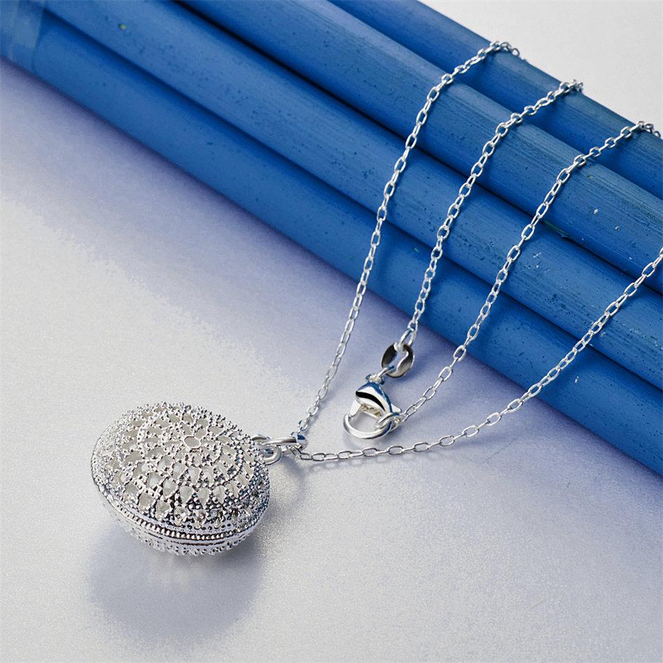 925 Sterling Silver 16-30 Inch Exquisite Round Hollow Pendant Necklace, Women's Fashion Gift, Wedding Jewelry Accessories